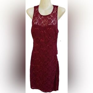 BRAND NEW! Deep red sequin lace dress (size 3)